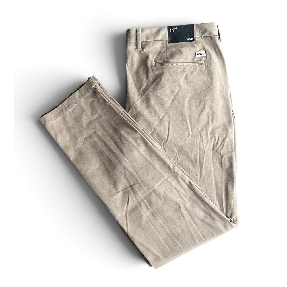 Hugo Boss Modern KATO Stretch Cotton Slim Fit Mens Brown Trouser Size 40X32